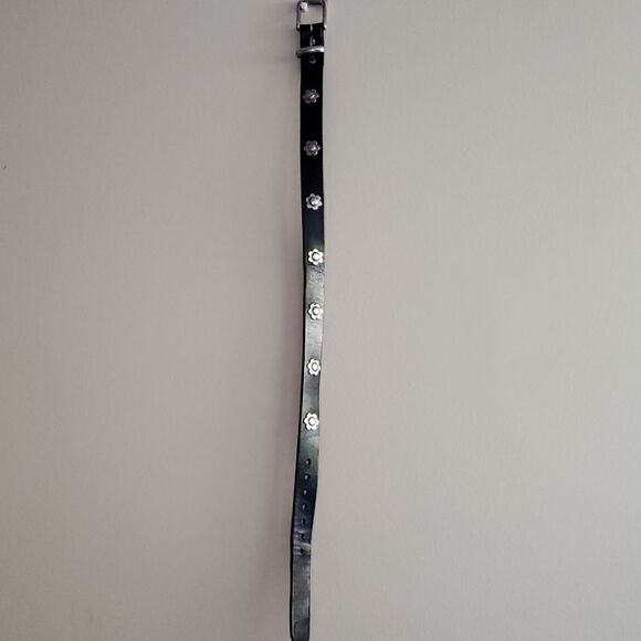 Vintage women's 90S Premium Italian Leather Belt with Flowers - Picture 1 of 5